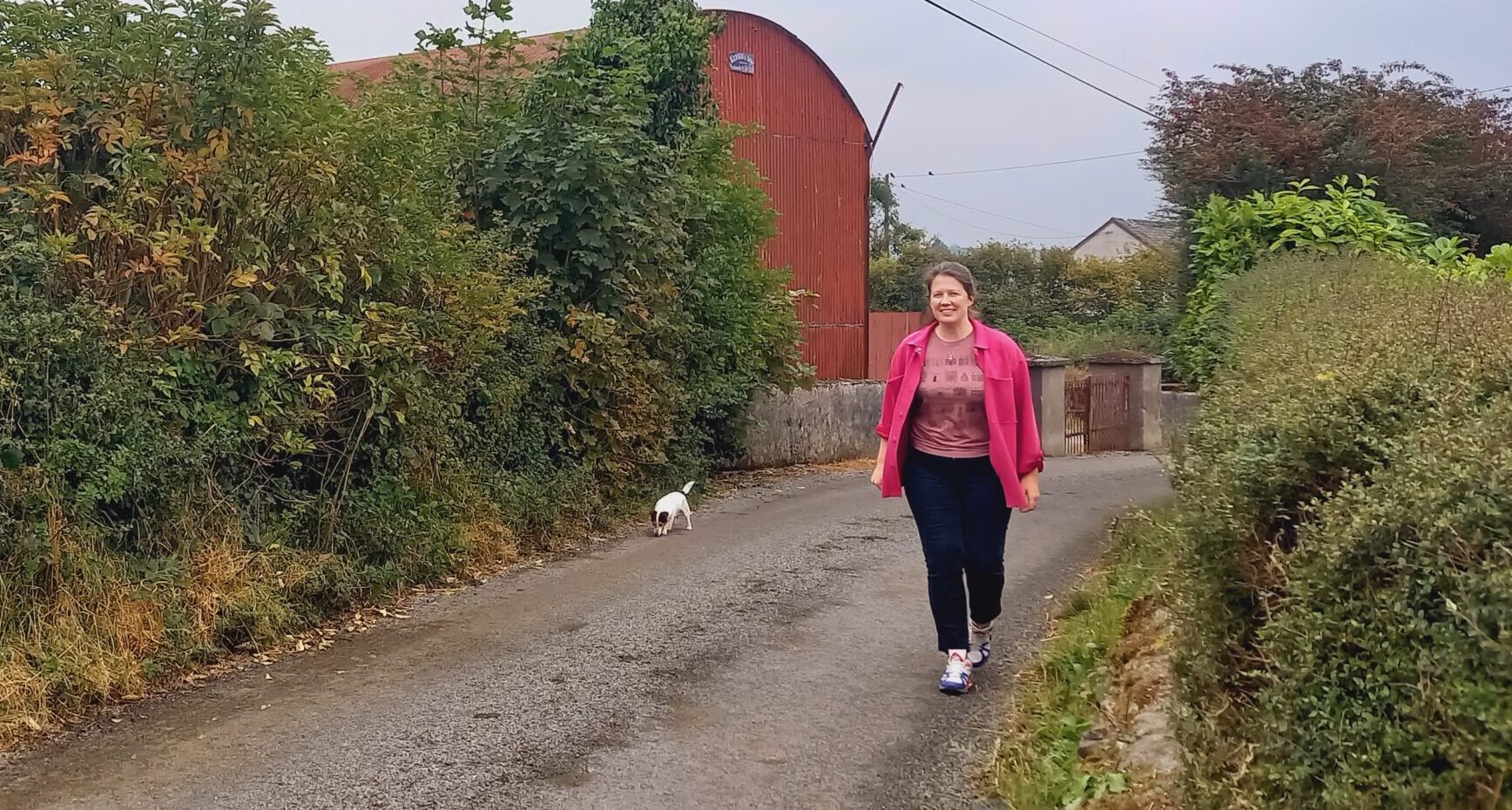 Louise on the rural roads outside of her childhood home